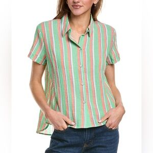 CAbi Crinkled Linen-Blend Camp Shirt